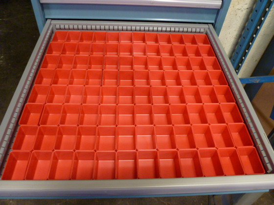 Tool box drawer with 96 - 2" x 3" x 2' box