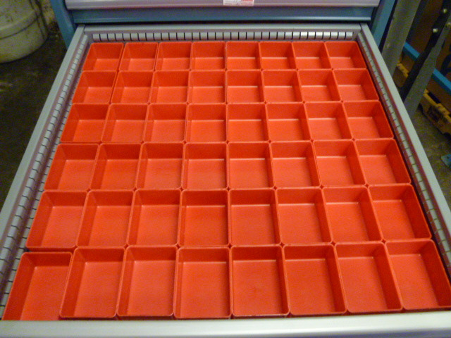 48 3x4x3 deep Red Plastic Box Lista Vidmar Toolbox Organizer Cups Drawer  bins