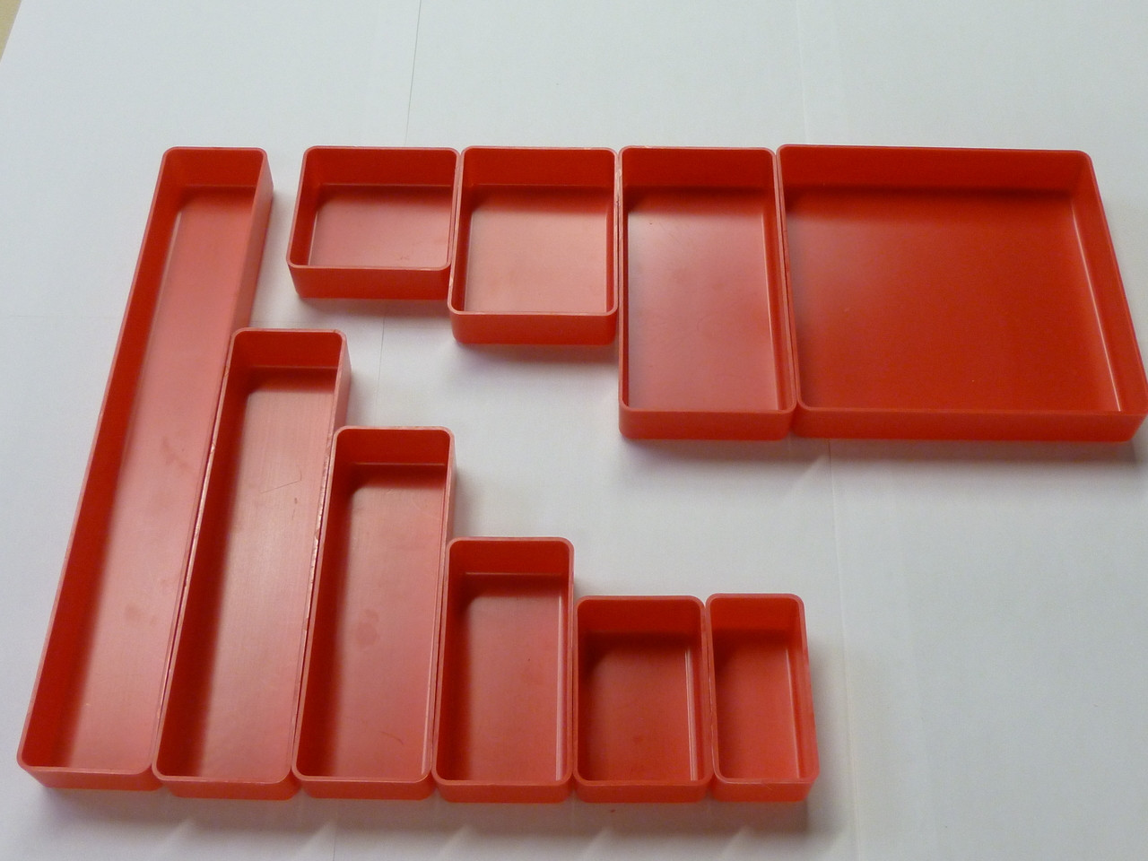 1 Deep, Red Plastic Box Sample Assortment (1 each of 10 sizes)