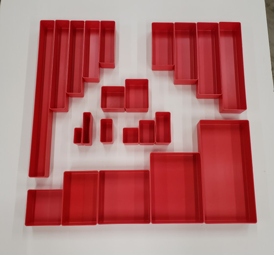 2" Deep Red Plastic Box Sample Assortment (1 each of 22 sizes) (002-SAMP)