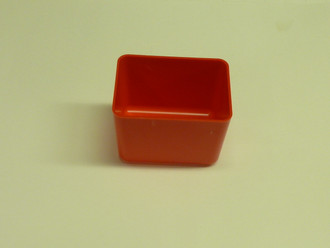 3" x 4" x 3" Red Plastic Box (Actual dimensions: W 2.875 X L 3.875 X H 2.75)