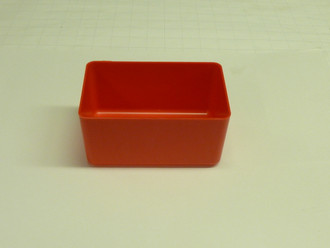 4" X 6" X 3" Red Plastic Box (Actual dimensions:  W 3.875" X L 5.875" X H 2.75" )