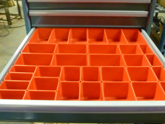 33 PC Red Plastic Box Assortment  3" Deep . Five (5) sizes