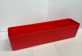 3" x 12" x 3" deep red plastic box