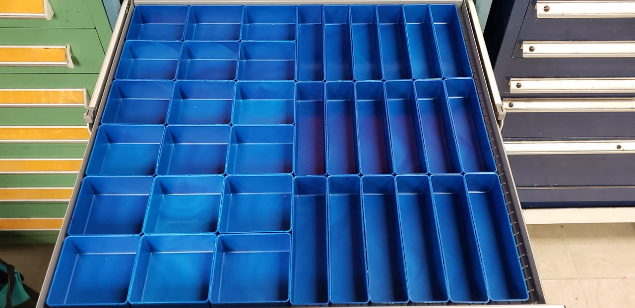 Blue Plastic Parts Bins 18 X 6 X 4