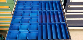 18 4x4x2 Blue plastic drawer tool cups
18 2x8x2 Blue plastic drawer tool cups