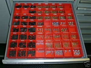 48 3x4x3 deep Red Plastic Box Lista Vidmar Toolbox Organizer