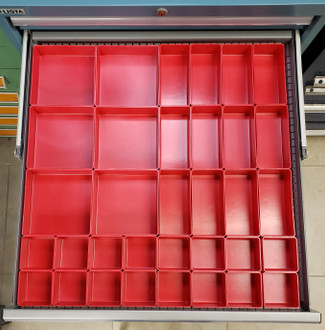 34 Pc Red Plastic Box Assortment 2" deep (3 Sizes)
