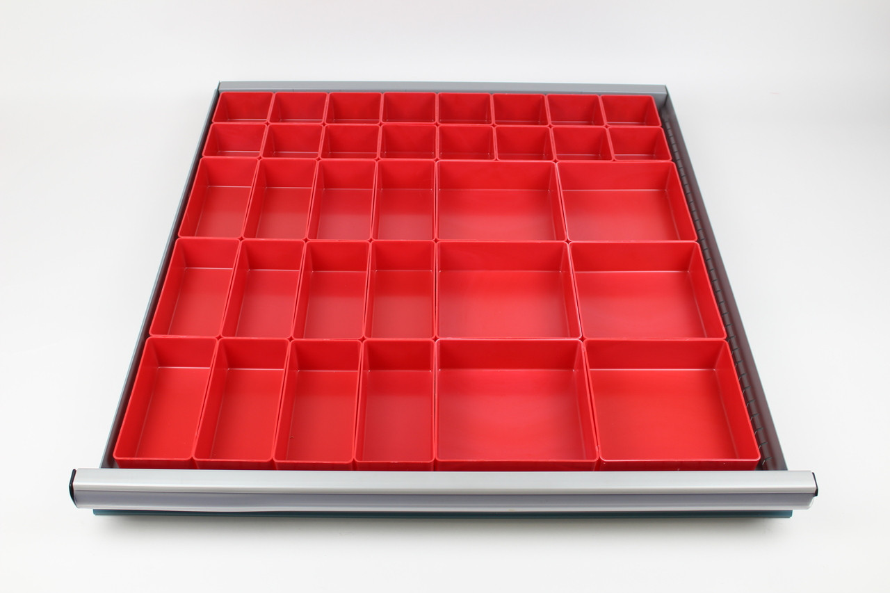 34-Piece Red Plastic Box Assortment – 2