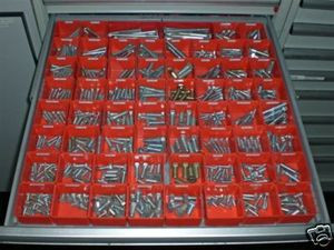 94 pc Red Plastic Box Assortment . 2 deep .Ten (10) sizes - Schaller  Corporation