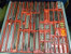 Tool Box Drawer organized with 1" Deep Red Plastic boxes