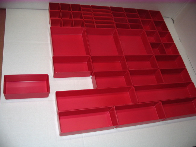 16 - 6x6x3 Red Plastic Boxes for Vertical Lift Storage System Bins Trays  Cups