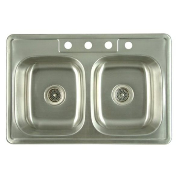Stainless Steel Gourmetier K33228dbn Carefree Stainless Steel Double Bowl Self Rimming Kitchen Sink Satin Nickel K33228dbn