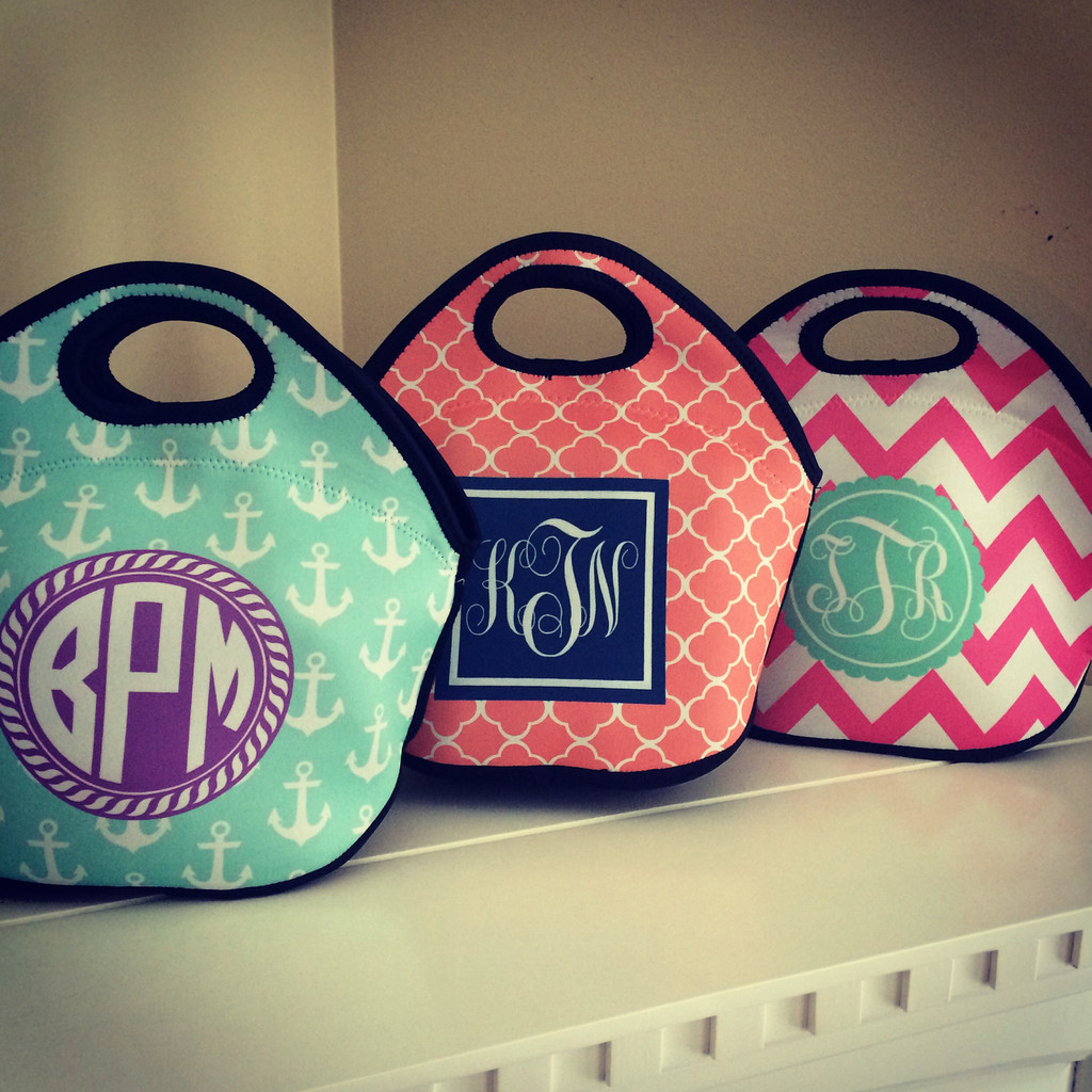 Reusable Cute Lunch Tote Bag - Personalized Monogram