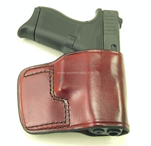 Leather 2 Slot Molded Conceal Pancake Belt Holster For Glock 42 .380CCW BLACK RH 