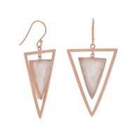 Rose Quartz Triangle Earrings