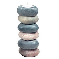 Tall River Rock Tealight Holder 