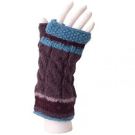 Fair Trade Cable Stripe Fingerless Hand Warmers/Purple & Blue