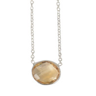 Faceted Oval Citrine Sterling Silver Necklace