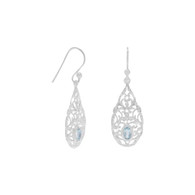 Ornate Blue Topaz Drop Earrings