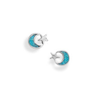 Turquoise Chip Moon and Star Earrings