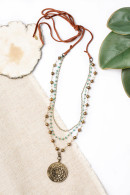 Crisp Autumn  With Tibetan Brass Focal Multistrand Necklace by Anne Vaughan