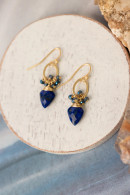 Starry Night Blue Crystal, Lapis Cluster Earrings by Anne Vaughan