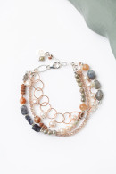 Rosebud 7-8" Pearl, Iolite, Labradorite Multi-strand Bracelet by Anne Vaughan