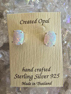 Handcrafted Lab Created Oval Opal Stud Earrings