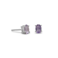 Oval Amethyst Stud Earrings