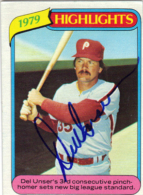 Del Unser Philadelphia Phillies Autographed Vintage Baseball Card 20913l 5starautographs Com