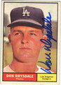 DON DRYSDALE LOS ANGELES DODGERS AUTOGRAPHED VINTAGE BASEBALL CARD #90313L
