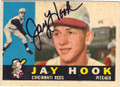JAY HOOK CINCINNATI REDS AUTOGRAPHED VINTAGE ROOKIE BASEBALL CARD #12915G