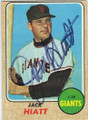 JACK HIATT SAN FRANCISCO GIANTS AUTOGRAPHED VINTAGE BASEBALL CARD #53115H