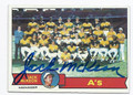JACK McKEON OAKLAND ATHLETICS AUTOGRAPHED VINTAGE BASEBALL CARD #31316E