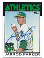 JARROD PARKER OAKLAND ATHLETICS AUTOGRAPHED BASEBALL CARD #50616D