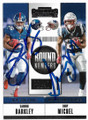 SAQUAN BARKLEY & SONY MICHEL NEW YORK GIANTS & NEW ENGLAND PATRIOTS DOUBLE AUTOGRAPHED ROOKIE FOOTBALL CARD #70619A