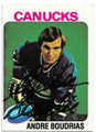 ANDRE BOUDRIAS VANCOUVER CANUCKS AUTOGRAPHED VINTAGE HOCKEY CARD #82920F