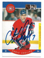 CHRIS CHELIOS MONTREAL CANADIENS AUTOGRAPHED VINTAGE HOCKEY CARD #81421A
