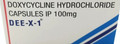 DEE-X-1 aka Doxycycline Hydrochloride Capsules IP - Blister Packs (Blood Pressure) 100mgs