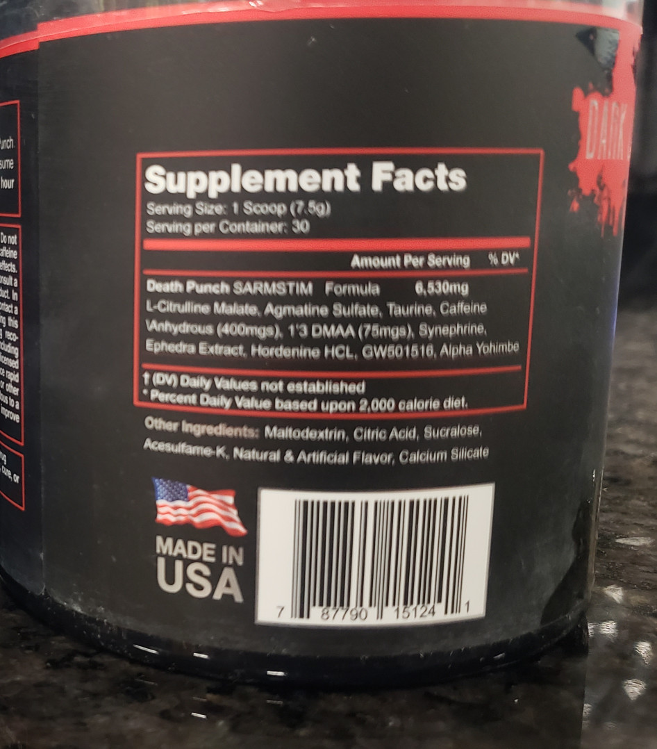 Death Punch (SARM+1,3 dmaa+Ephedra PREWORKOUT WOW!! Death Punch (SARM+1,3 dmaa+Ephedra PREWORKOUT WOW!!