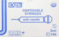 Exel - Luer Lock Syringe & Needle, 3cc, Low Dead Space Plunger, 23G x 1 in. (Box of 100) 