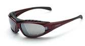 * CrossFire Diamondback silver mirror lens, shiny red frame, foam lined (CF-27103)