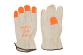 Grain pigskin driver, high visibility orange fingertips, keystone thumb (SG-6364HVFTLO)