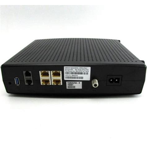Arris TG862g Docsis 3 Comcast Telephone Modem for Xfinity Rear View