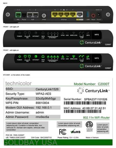 Technicolor C2000T Wireless 802.11N ADSL2+ VDSL Modem Router Combo (Century  Link approved)