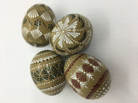 1 set of wooden Easter eggs / light brown - Lithuanian MARGUCIAI