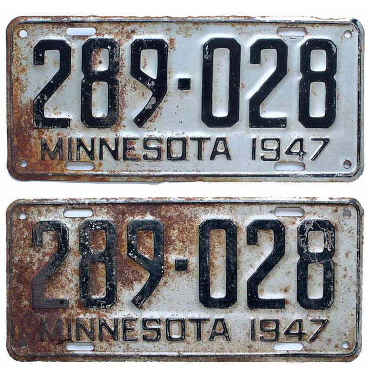 Minnesota 1947 License Plate Pair