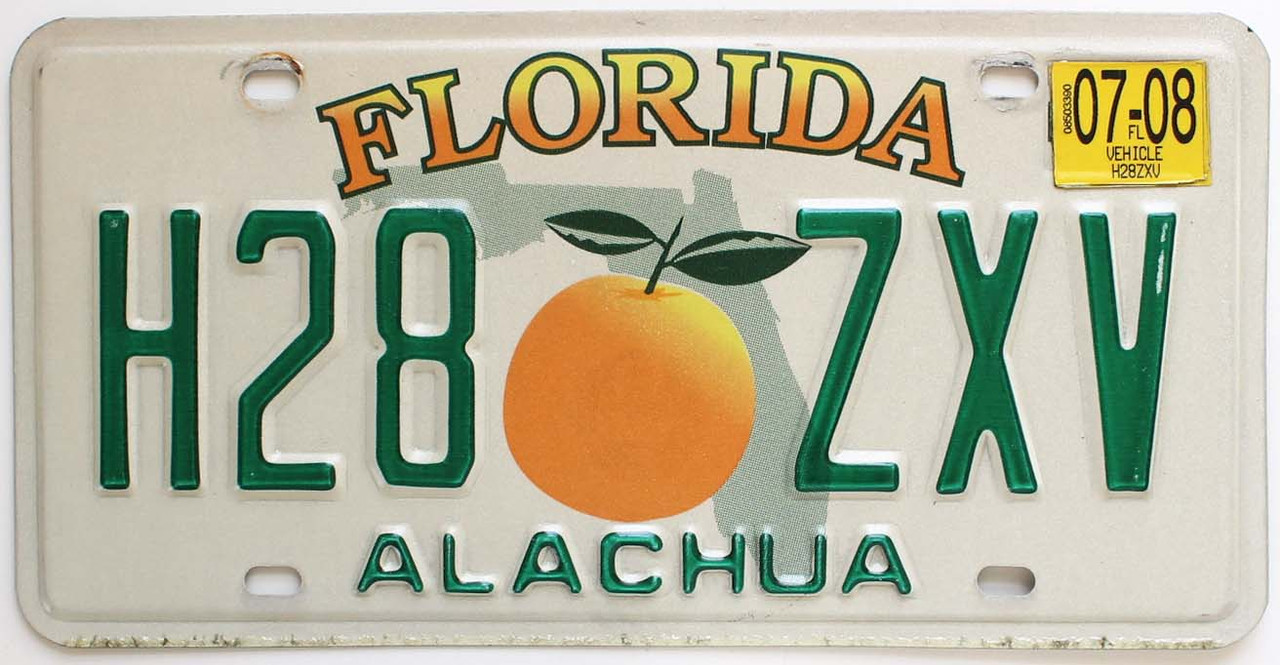 Choice of Florida License Plate Florida Orange Aged Metal 