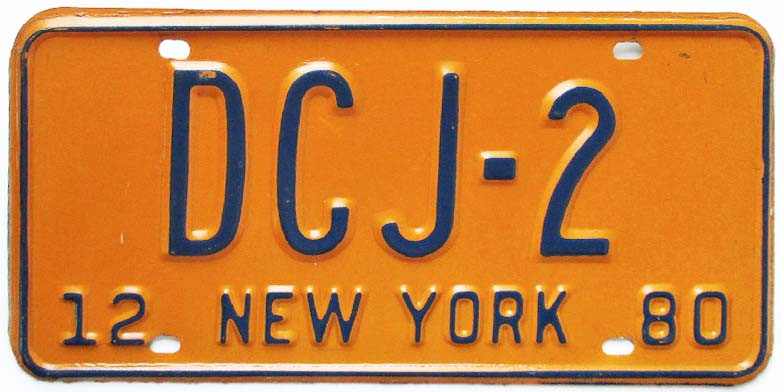 New York 1980 District Court Judge License Plate - 2 - Plate Dog